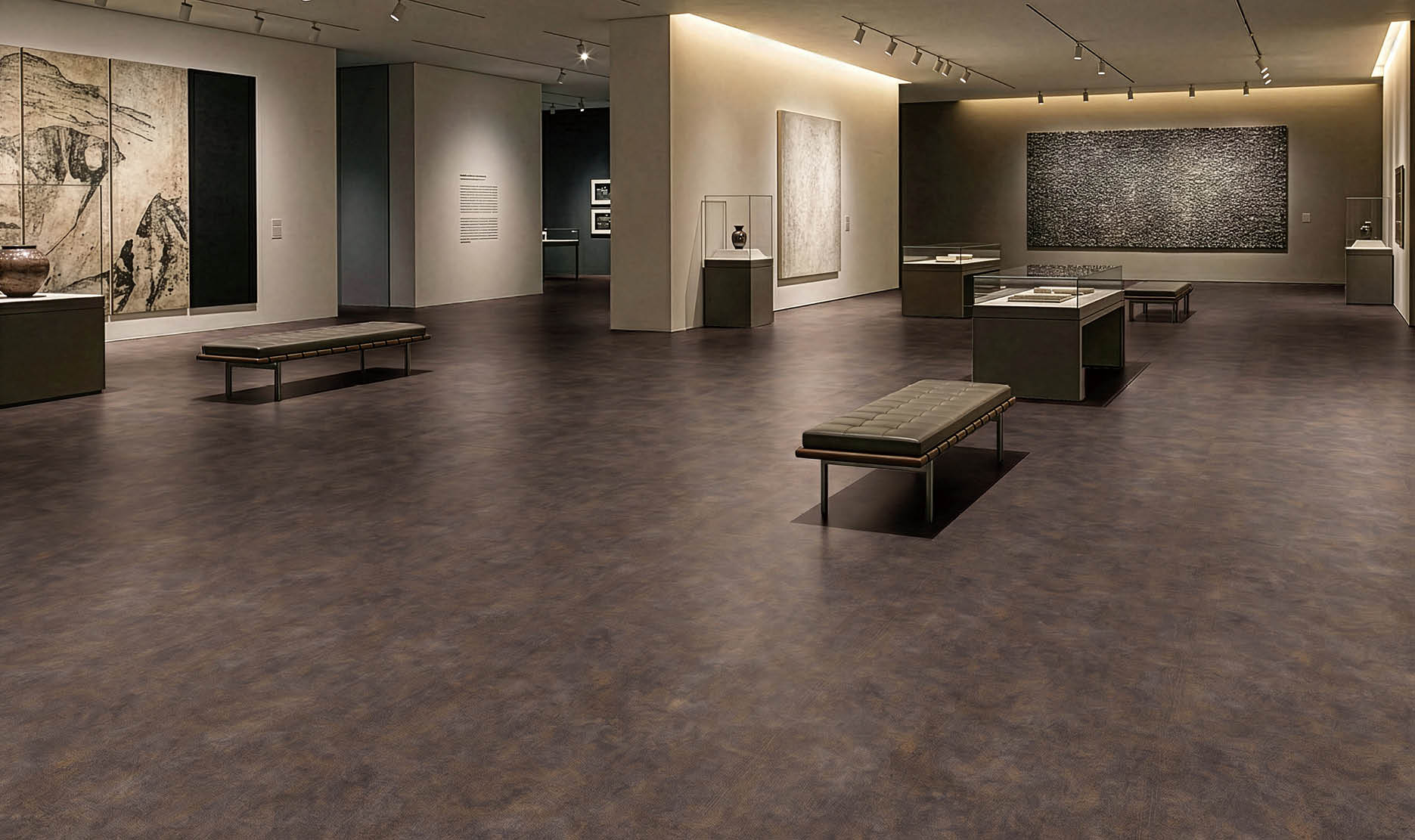 A hallway in a building with a long, narrow design. AI generated content