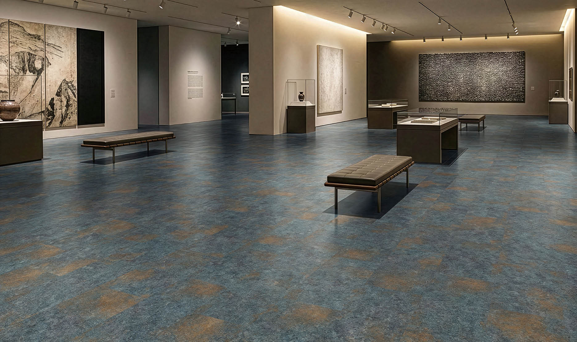 A hallway in a building with a long, narrow design. AI generated content