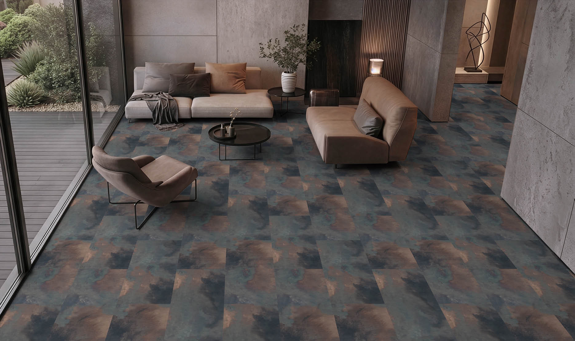 A hallway in a building with a long, narrow design. AI generated content