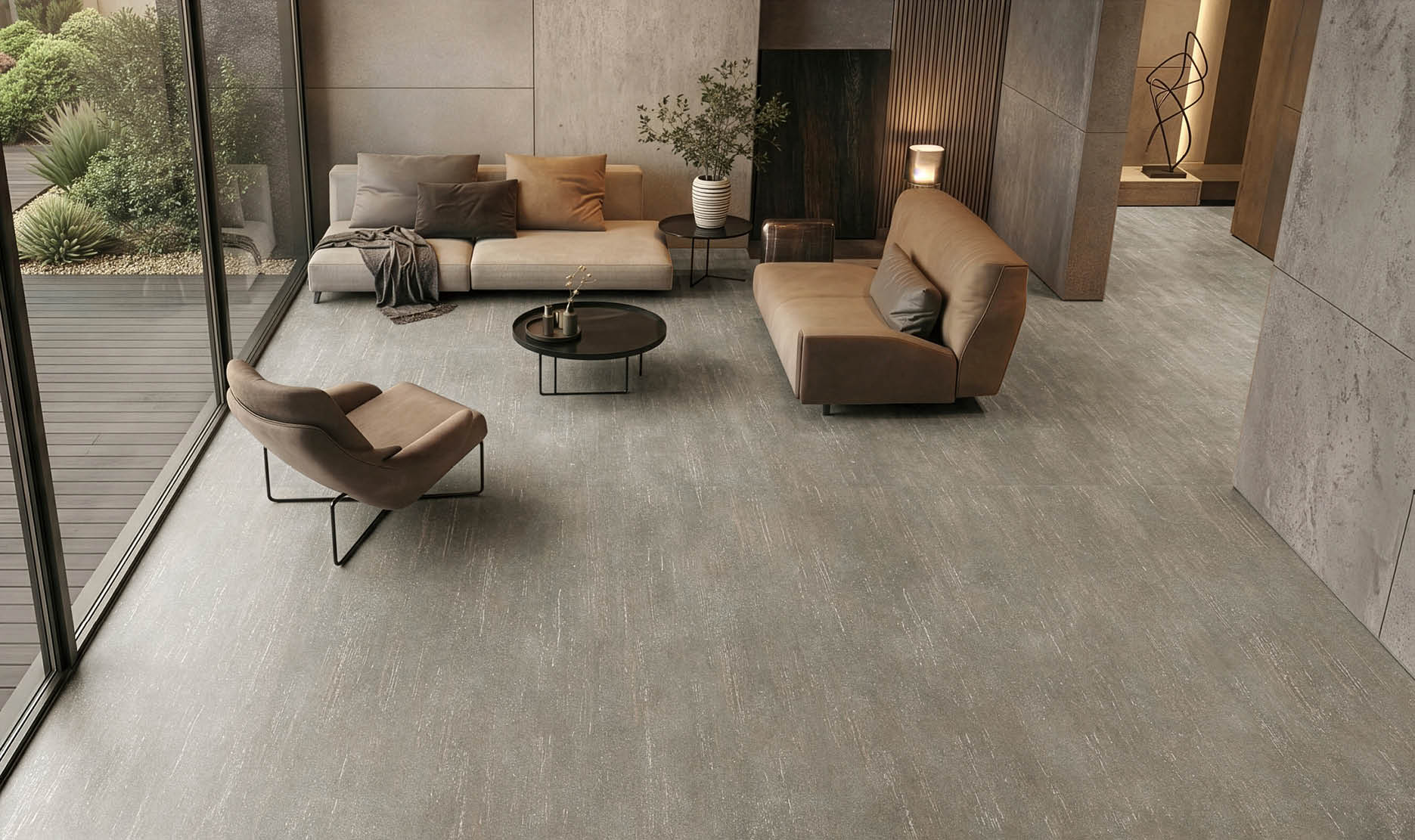 A hallway in a building with a long, narrow design. AI generated content