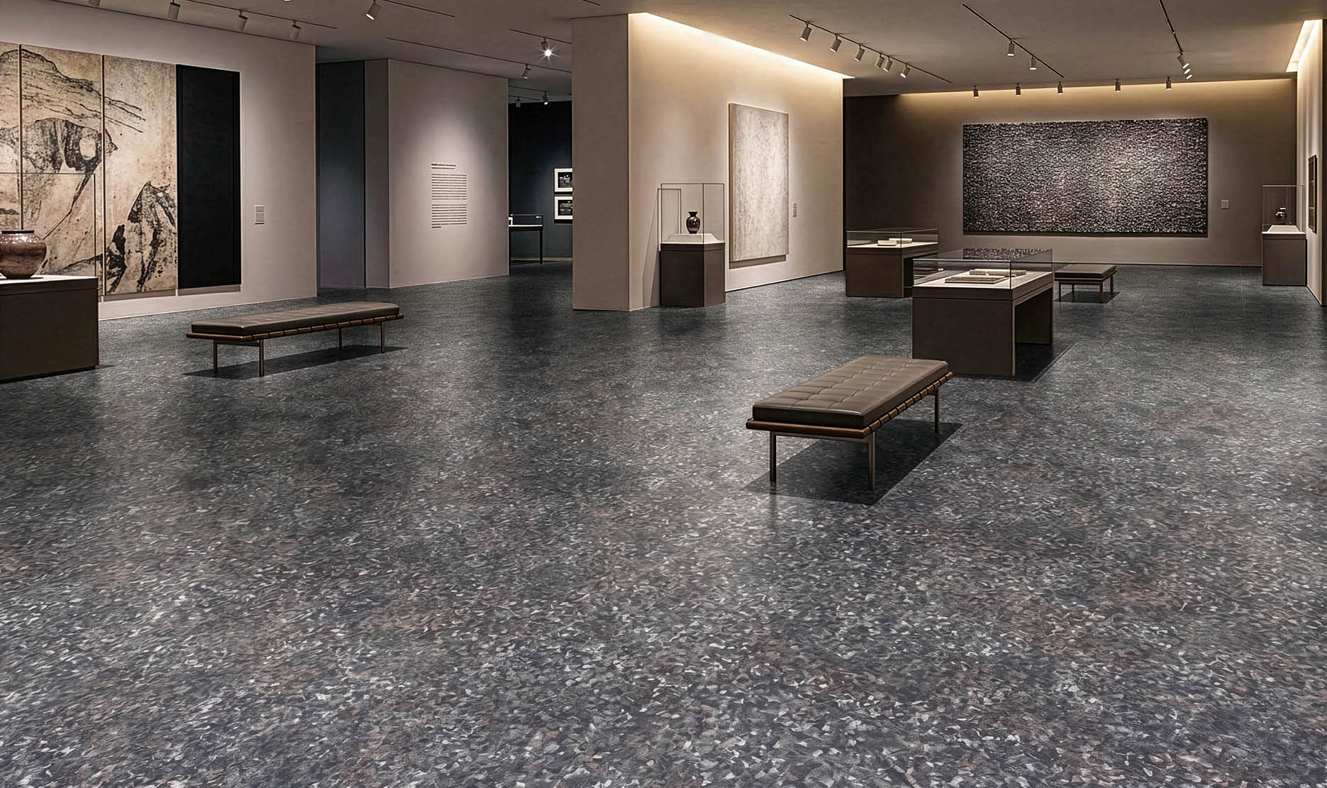 A hallway in a building with a long, narrow design. AI generated content