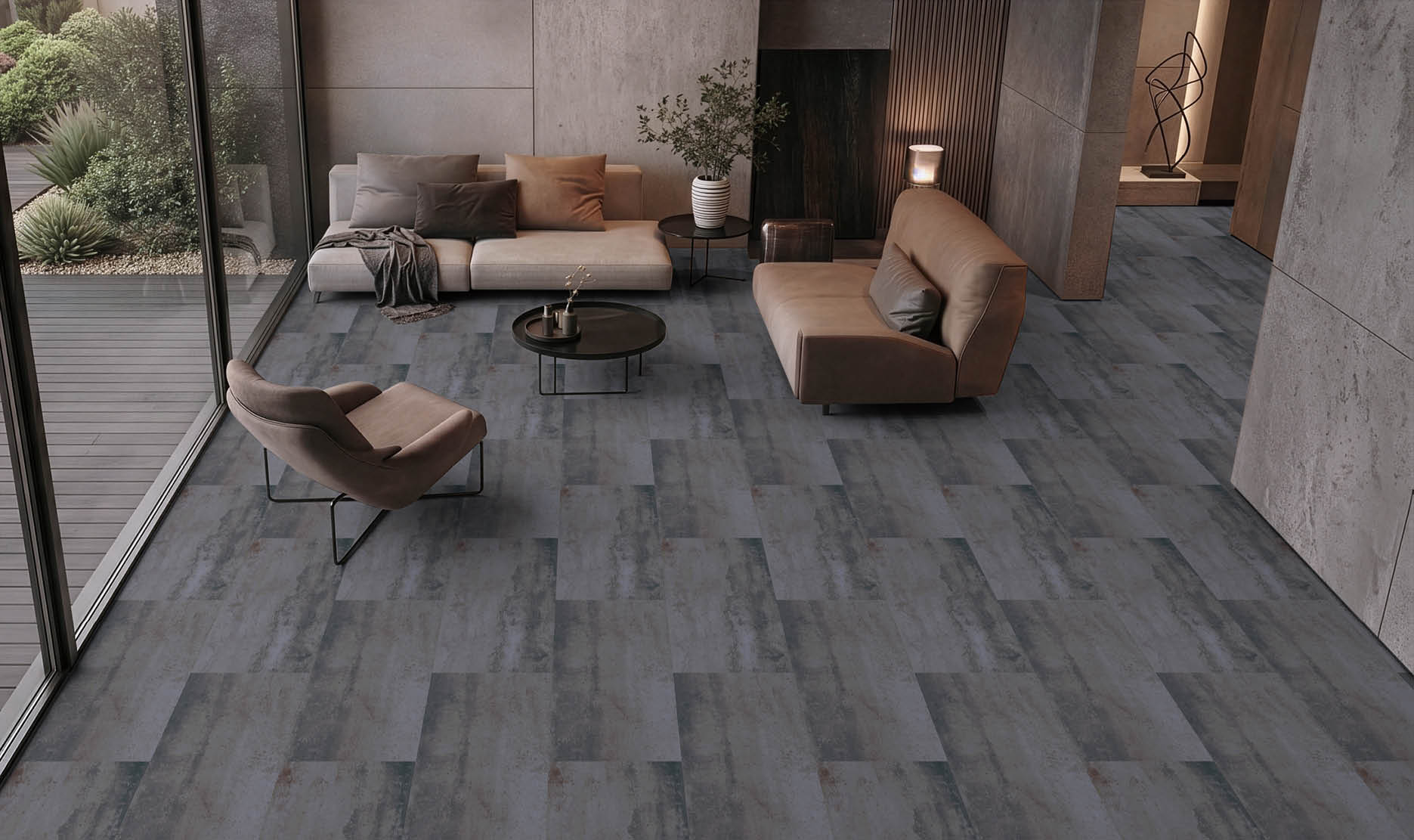 A hallway in a building with a large elevator and a mirrored wall. AI generated content