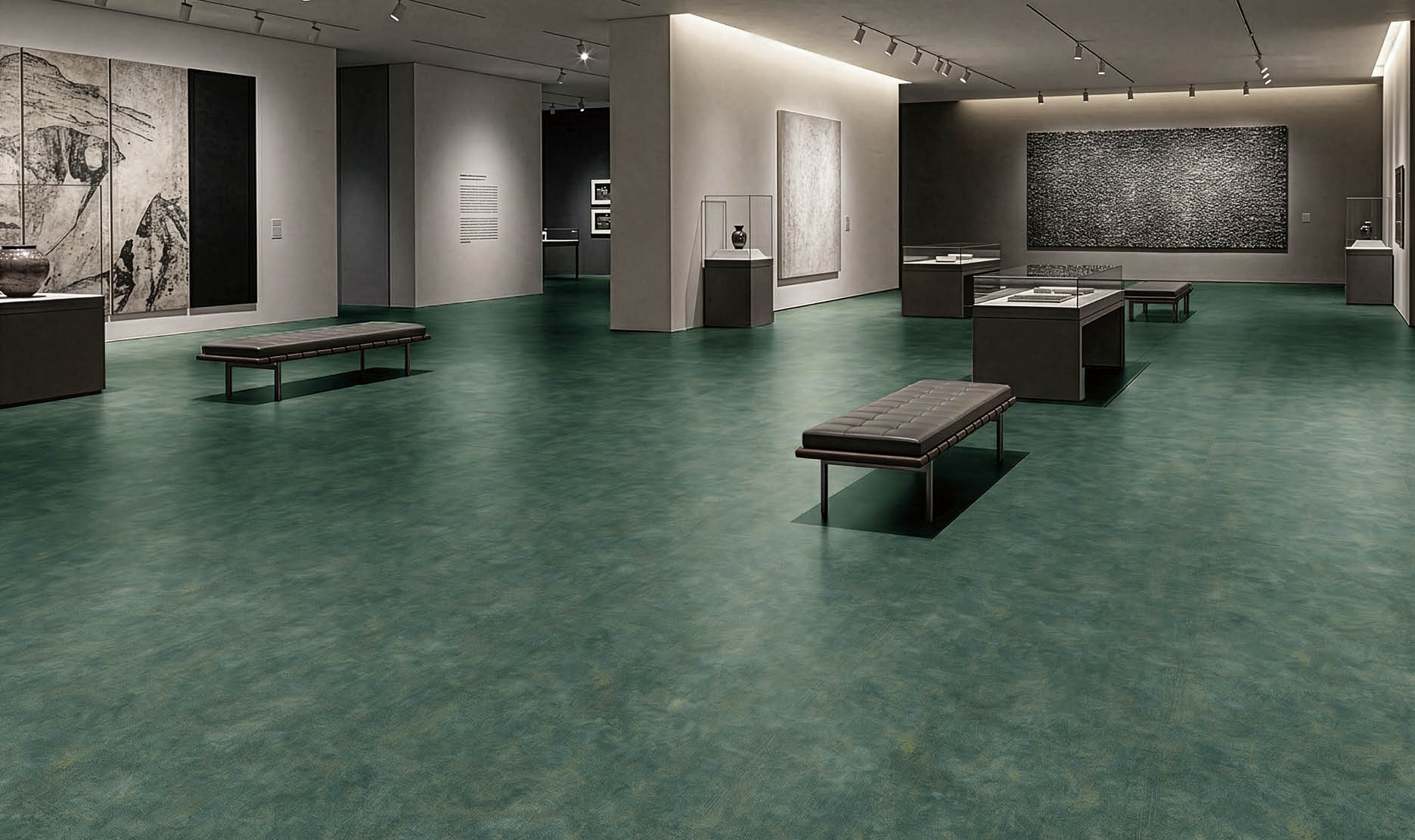 A hallway in a building with a long, narrow design. AI generated content