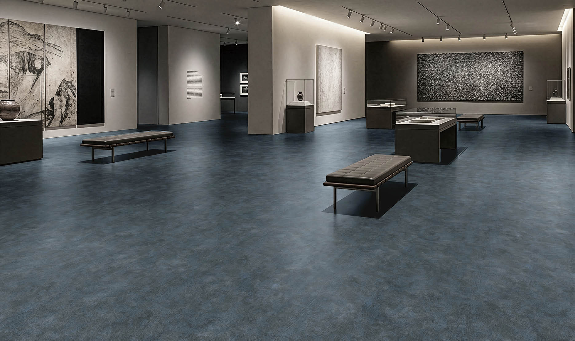 A hallway in a building with a long, narrow design. AI generated content