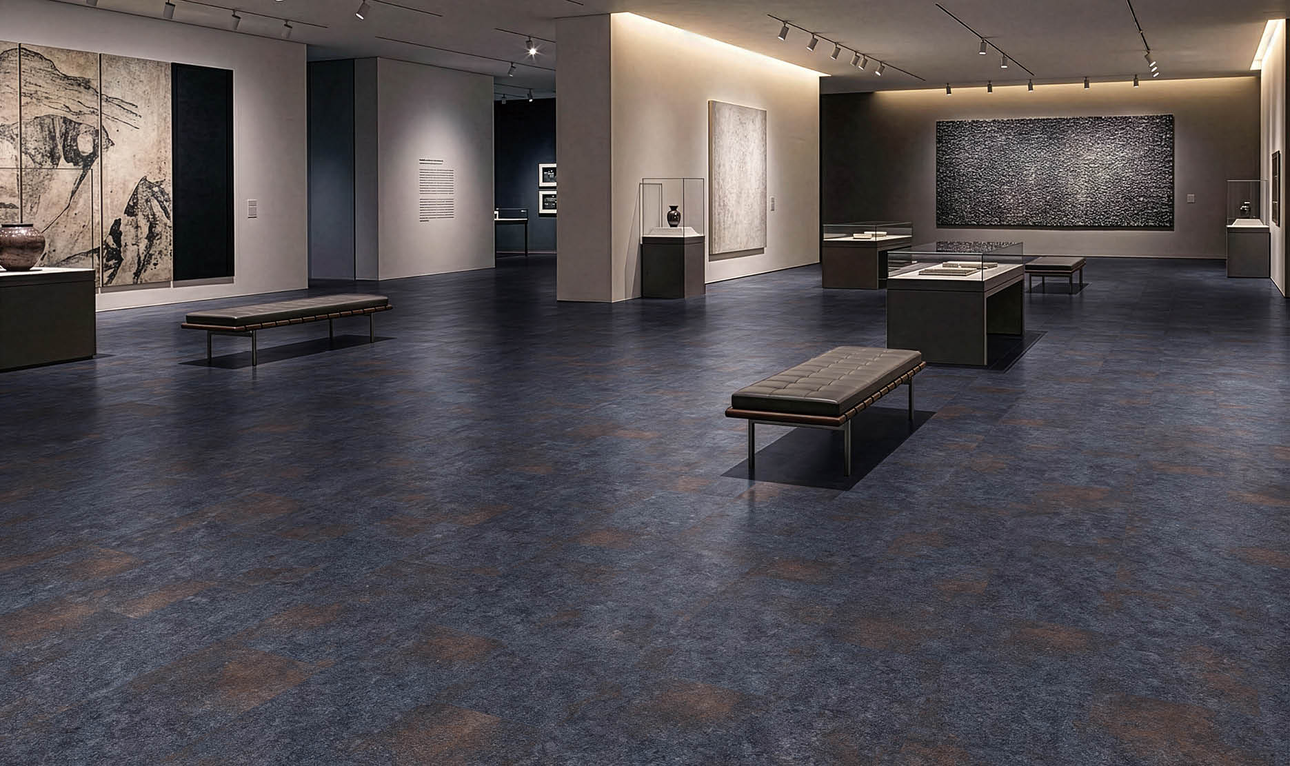 A hallway in a building with a long, narrow design. AI generated content