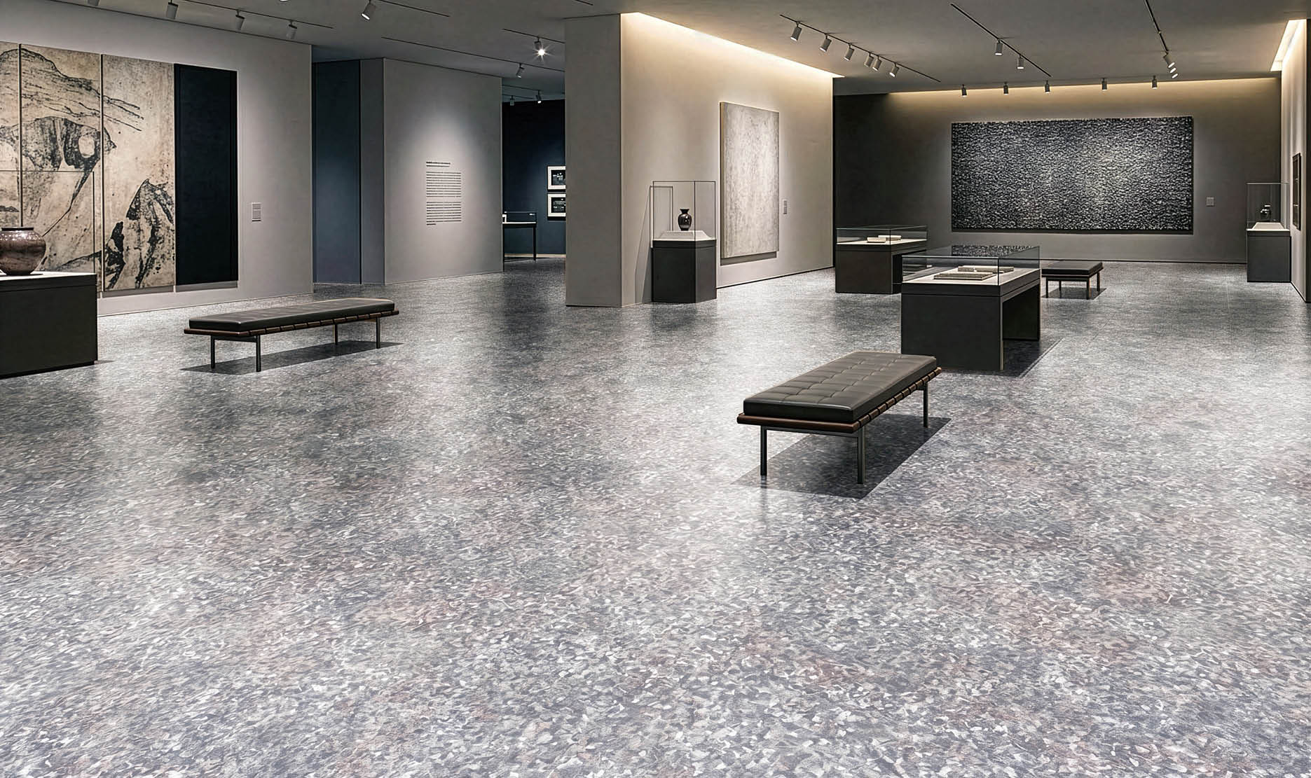 A hallway in a building with a long, narrow design. AI generated content