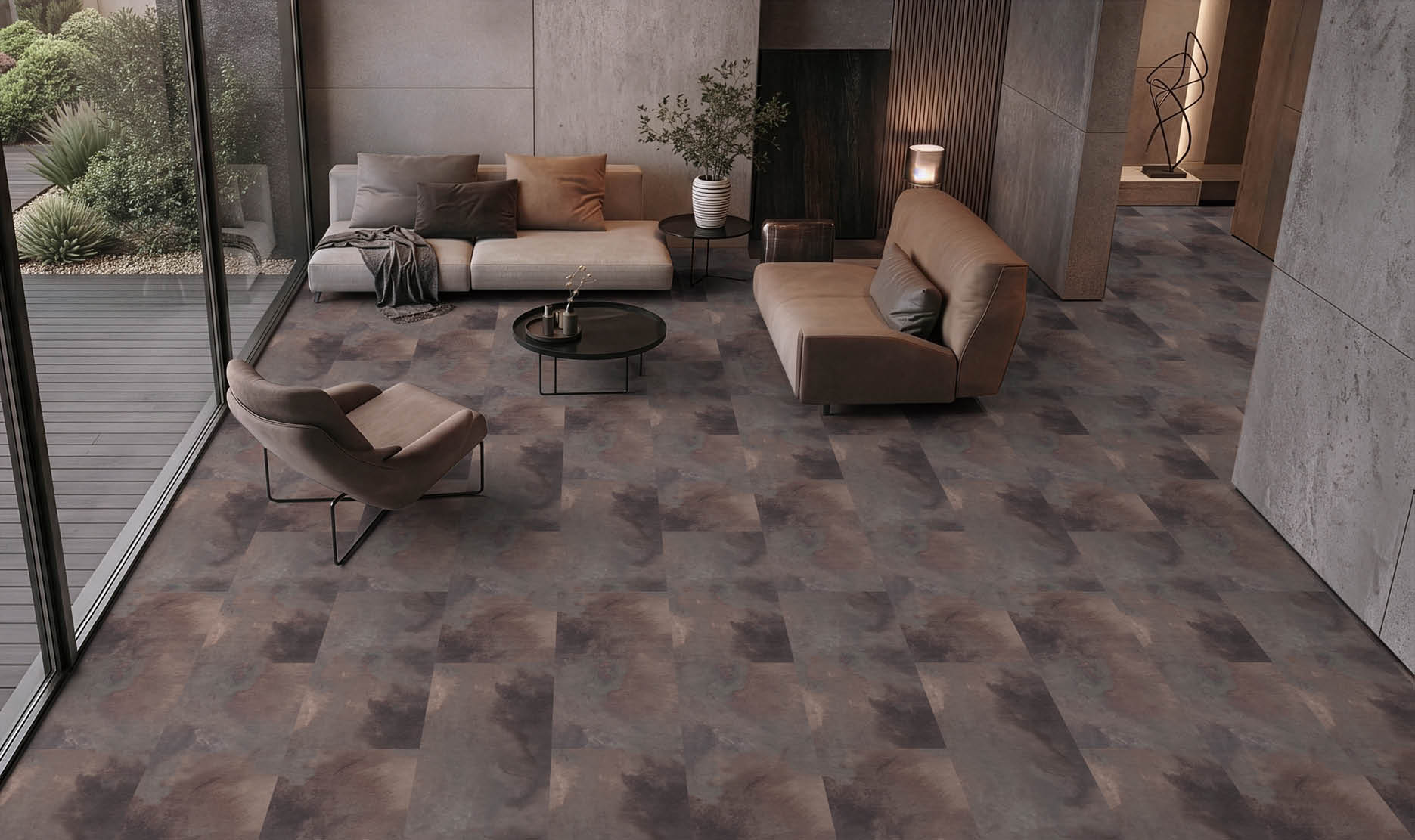 A hallway in a building with a long, narrow design. AI generated content