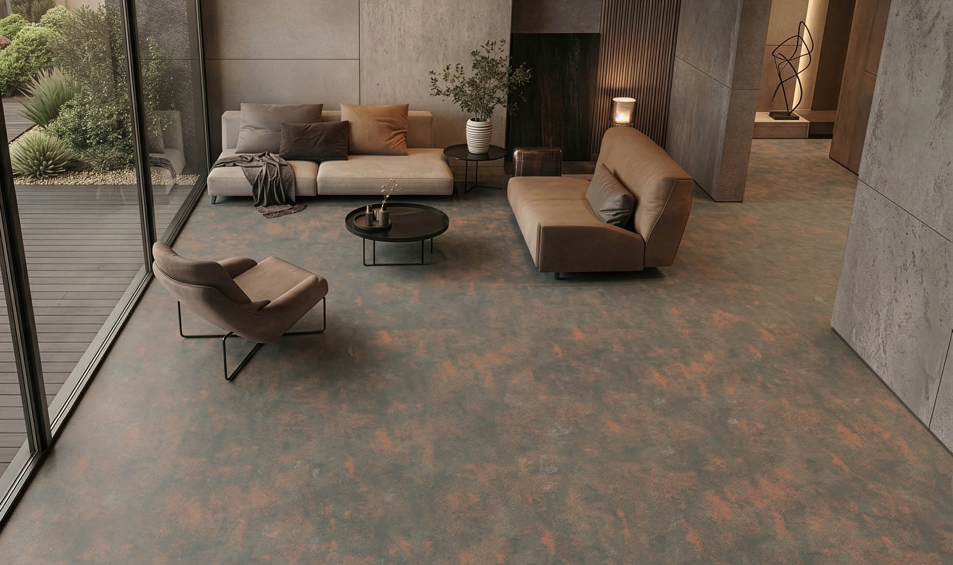 A hallway in a building with a long, narrow design. AI generated content