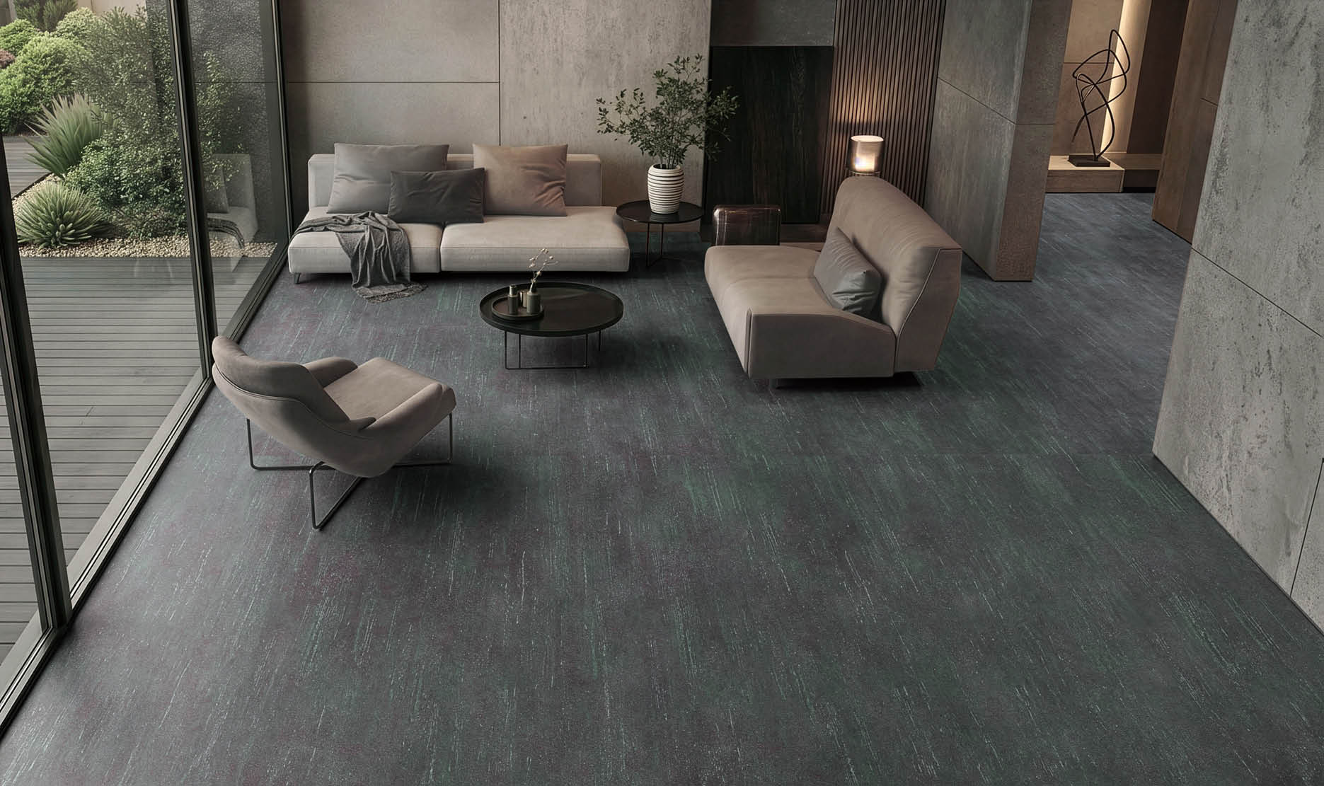 A hallway in a building with a long, narrow design. AI generated content