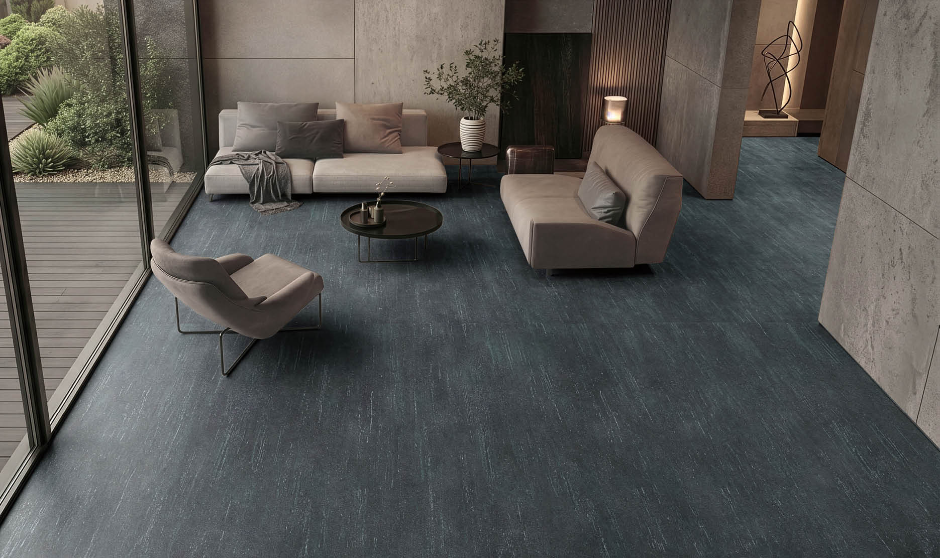 A hallway in a building with a long, narrow design. AI generated content