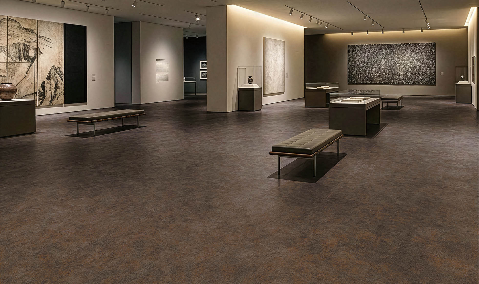 A hallway in a building with a large elevator and a mirrored wall. AI generated content