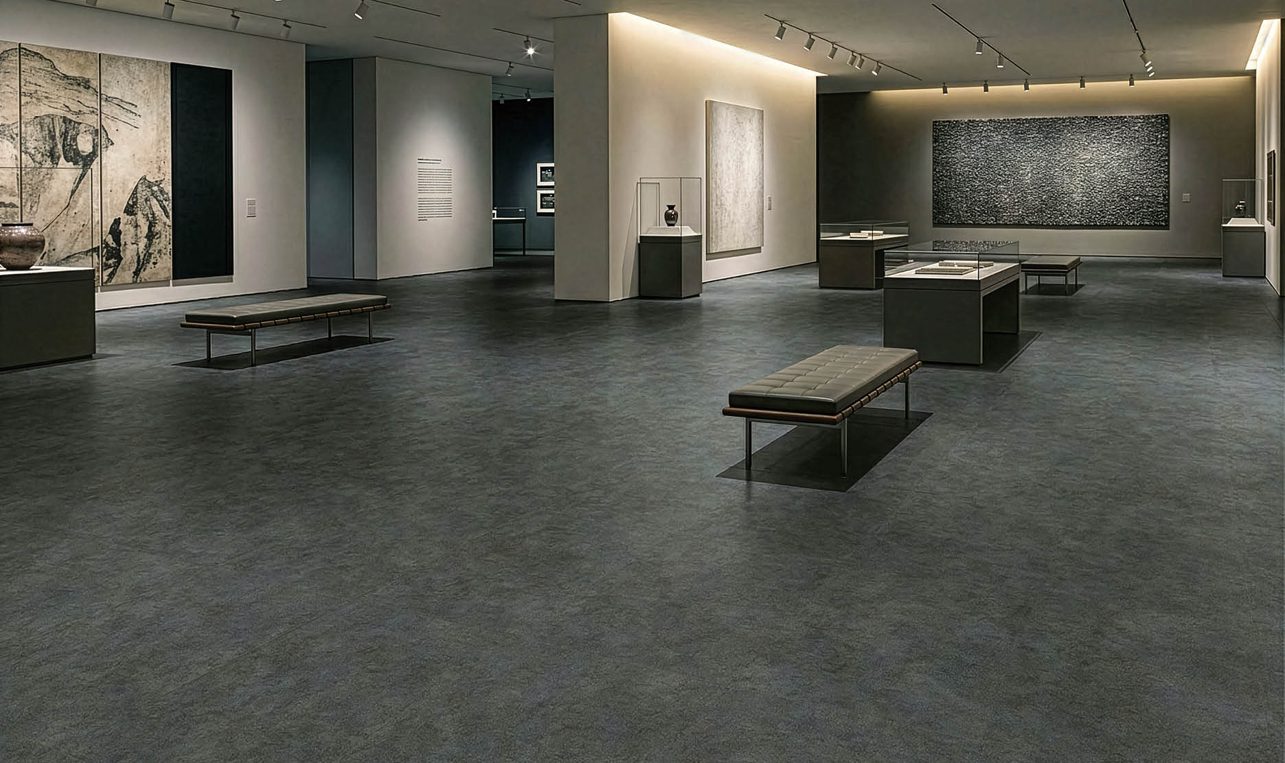 A hallway in a building with a large elevator and a mirrored wall. AI generated content